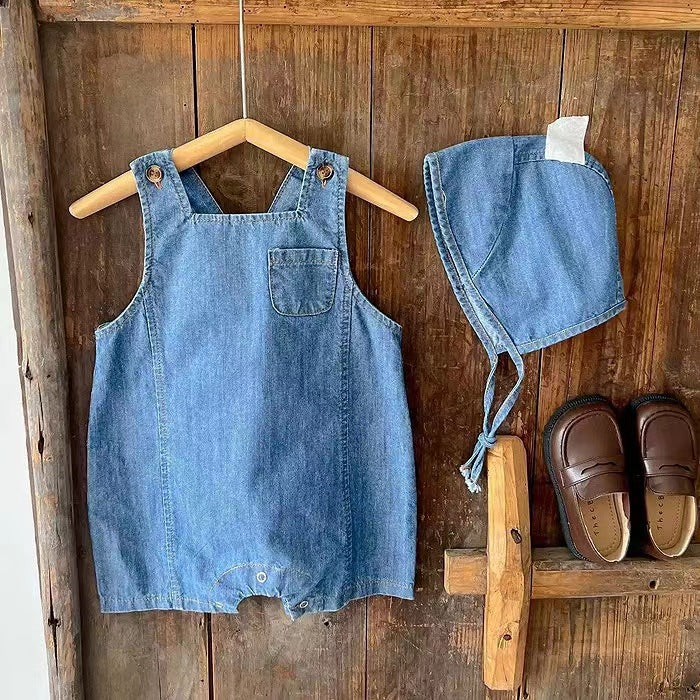 Denim Overalls Set