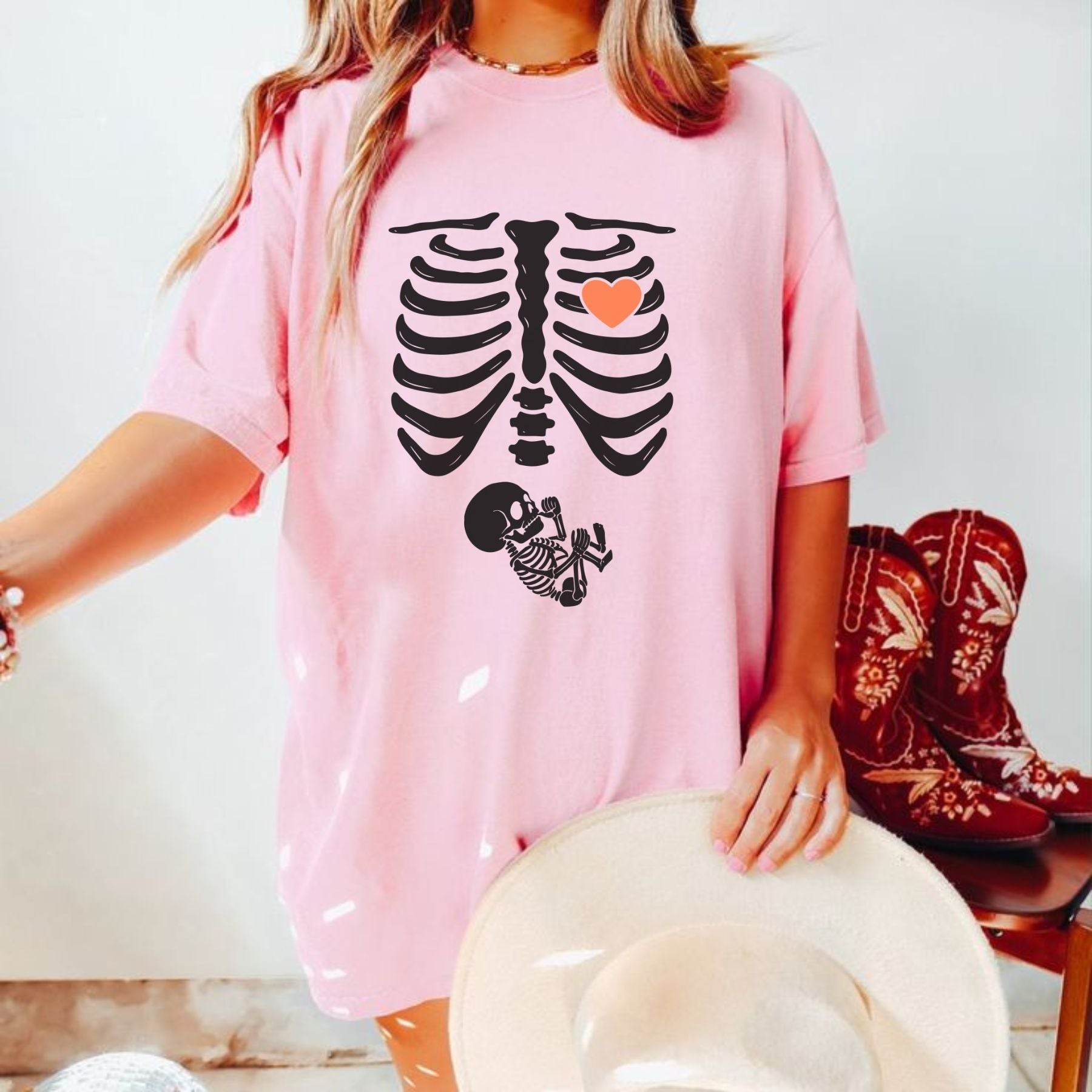 Skeleton Halloween Maternity T-Shirt