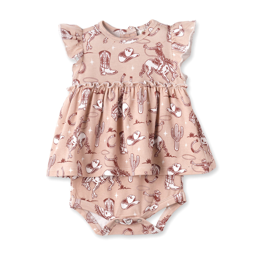 Wild Wrangler/Pink Western Skirted Bodysuit