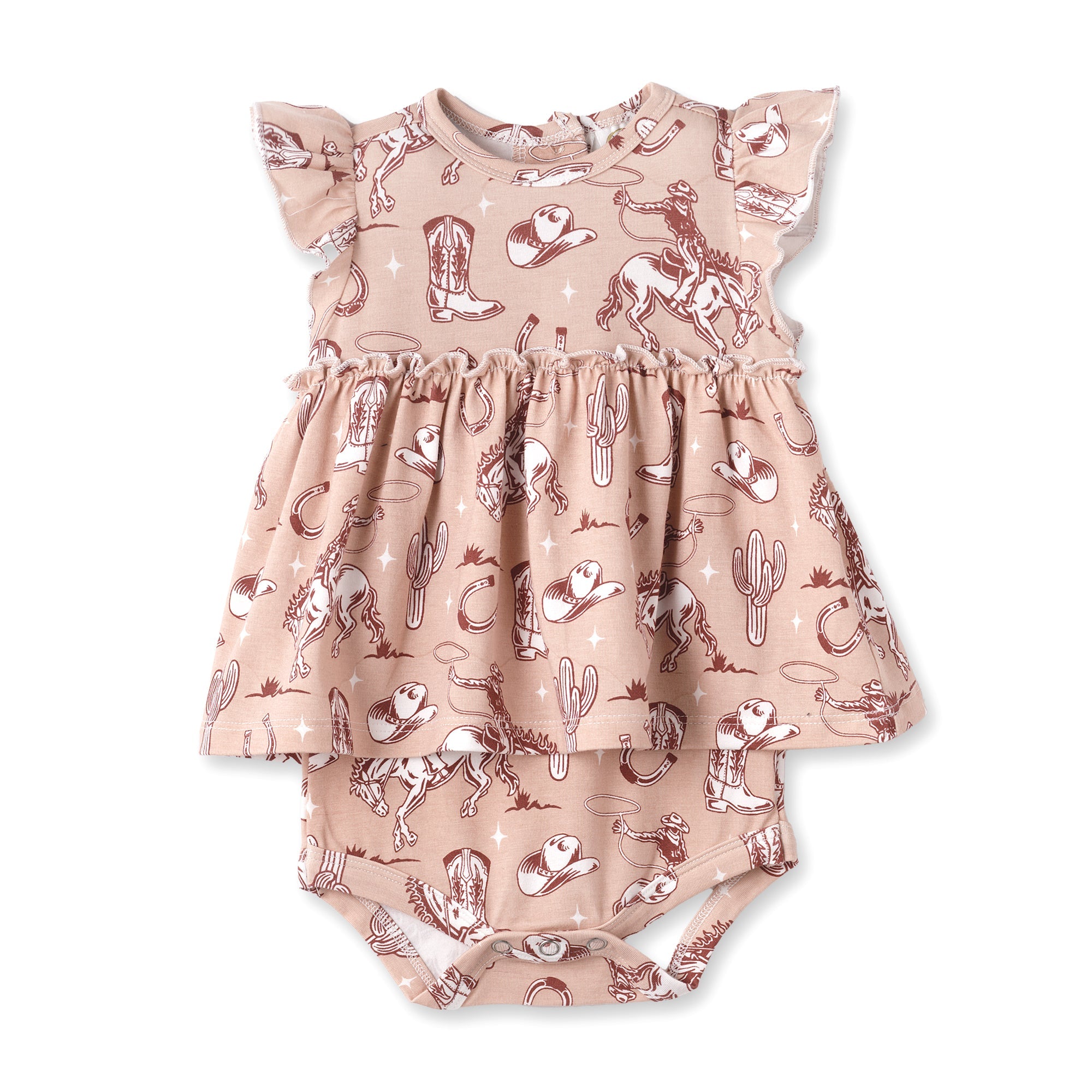 Wild Wrangler/Pink Western Skirted Bodysuit