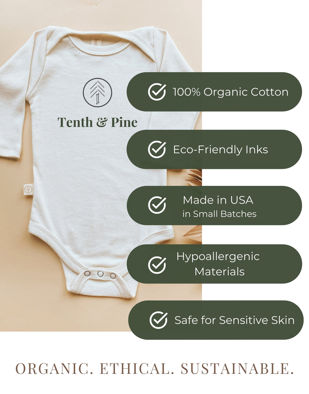 Reindeer Organic Baby Bodysuit Long Sleeve