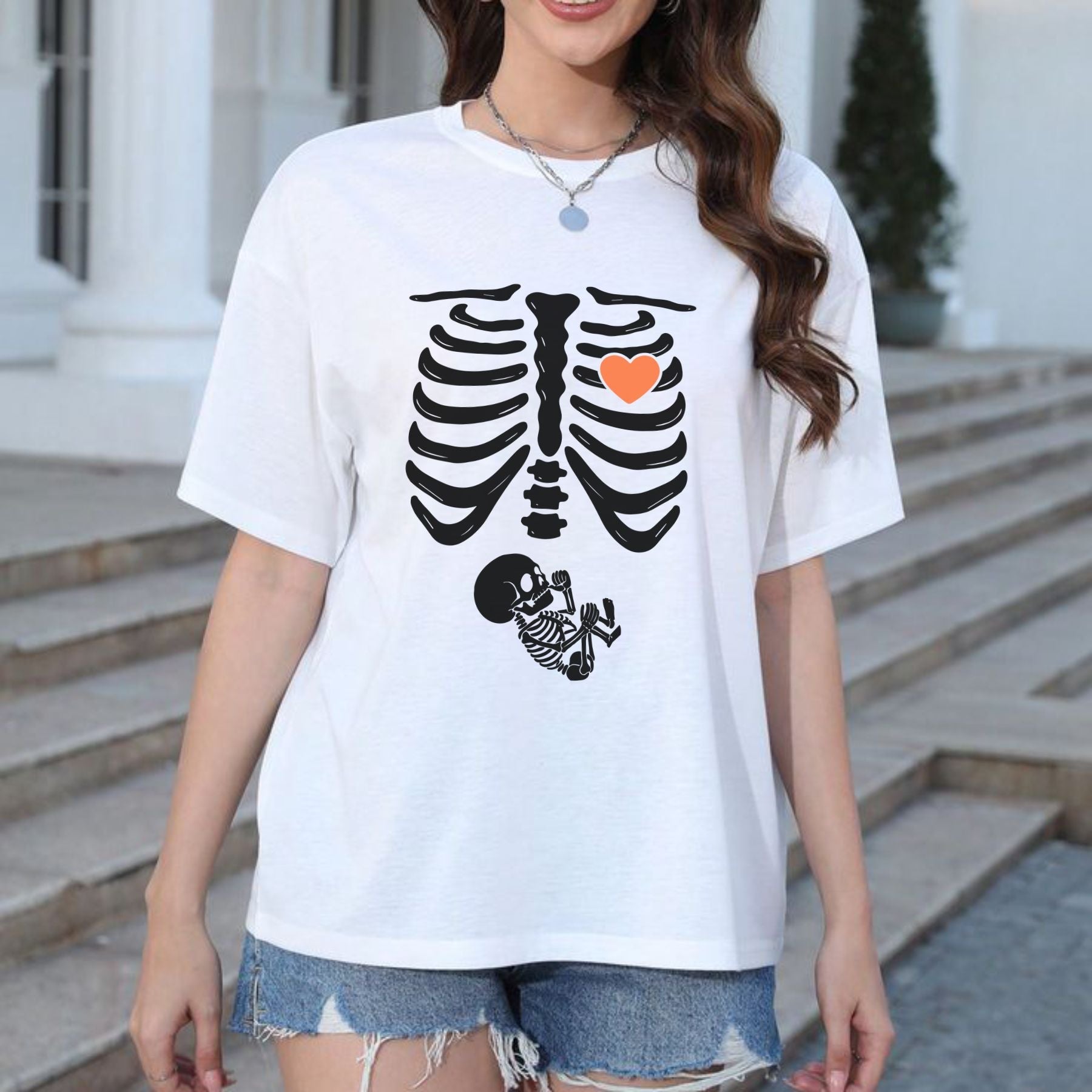 Skeleton Halloween Maternity T-Shirt