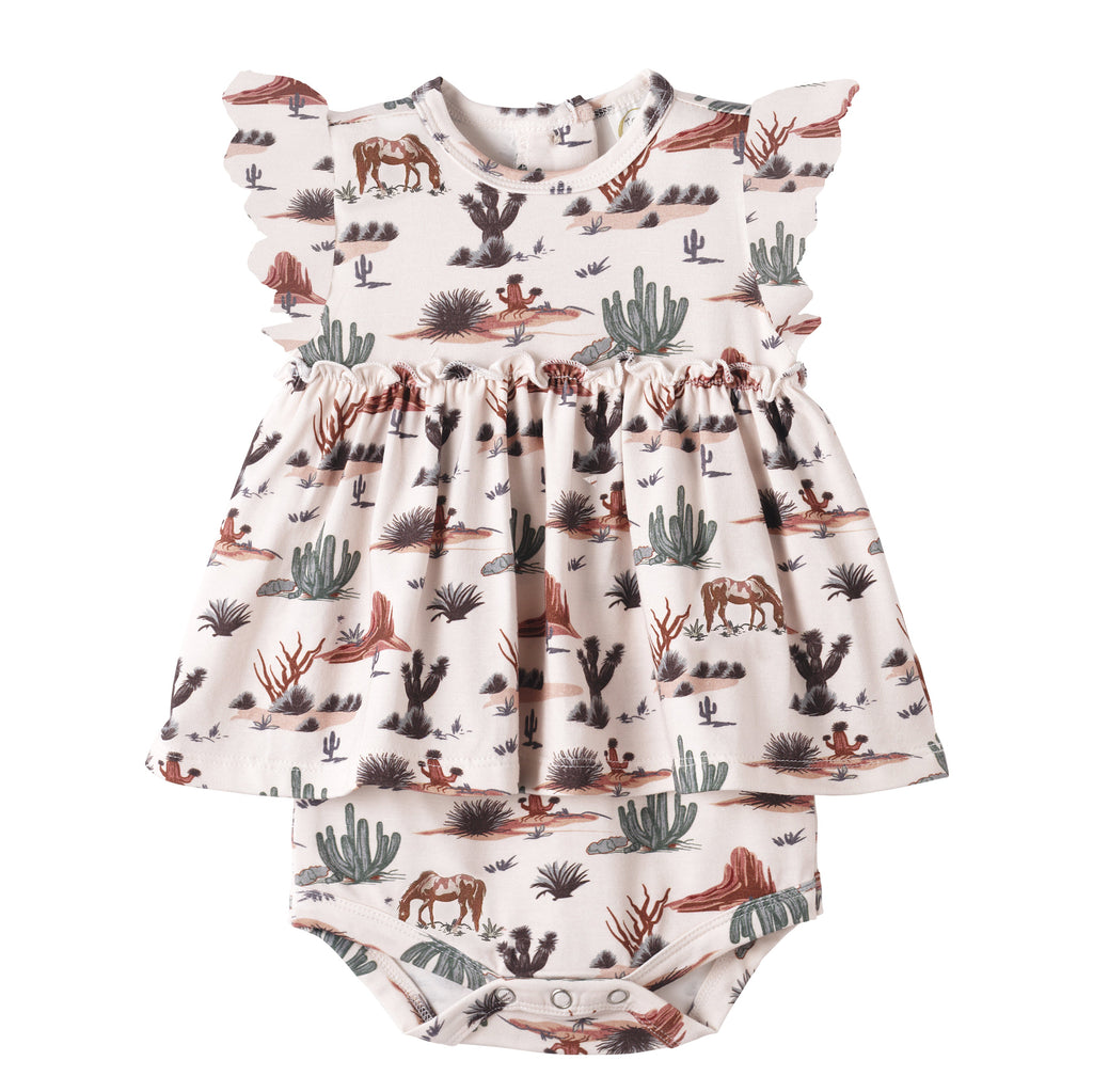 Baby Girl Skirted Bodysuit - Cactus Trails