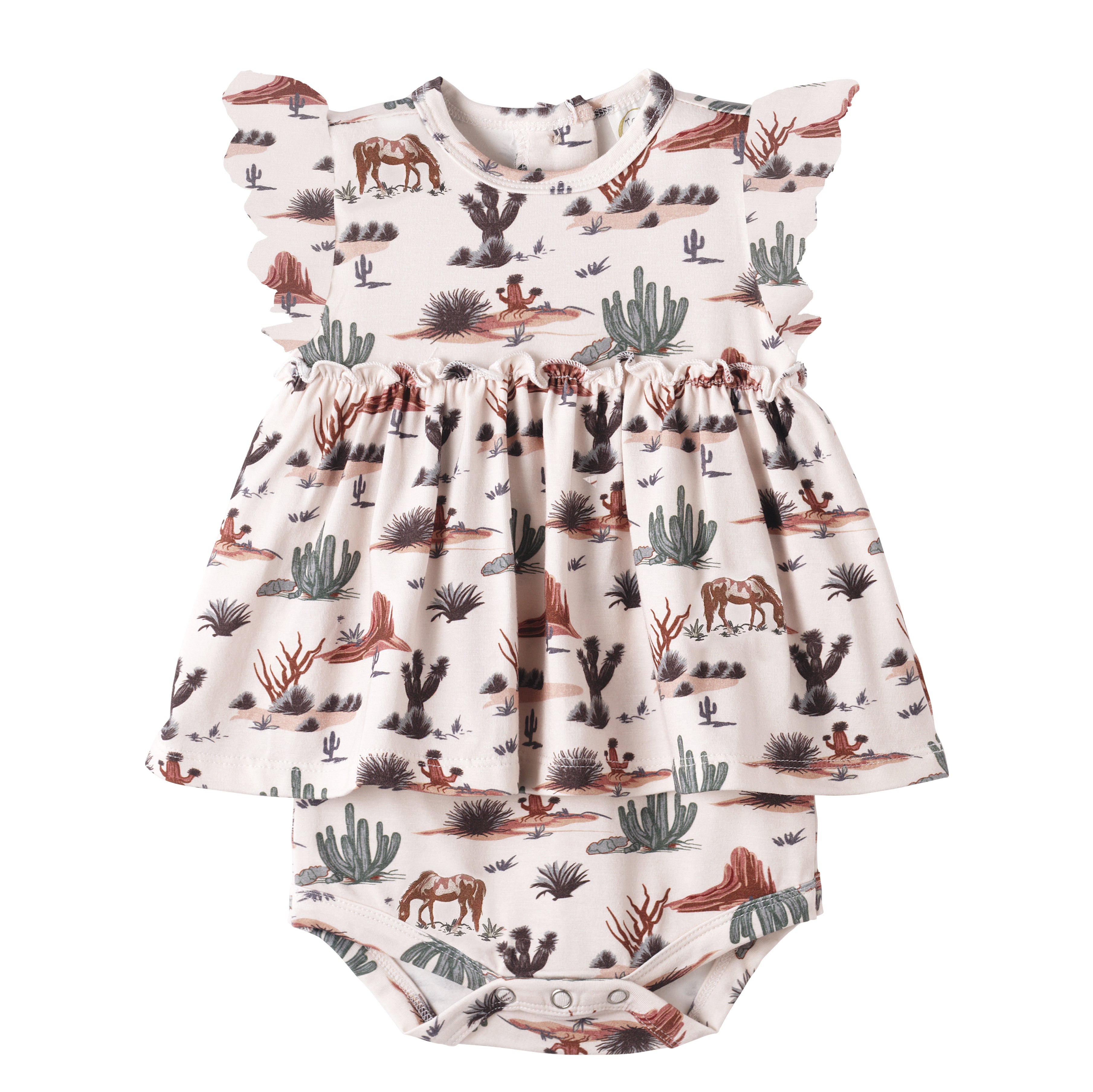 Baby Girl Skirted Bodysuit - Cactus Trails