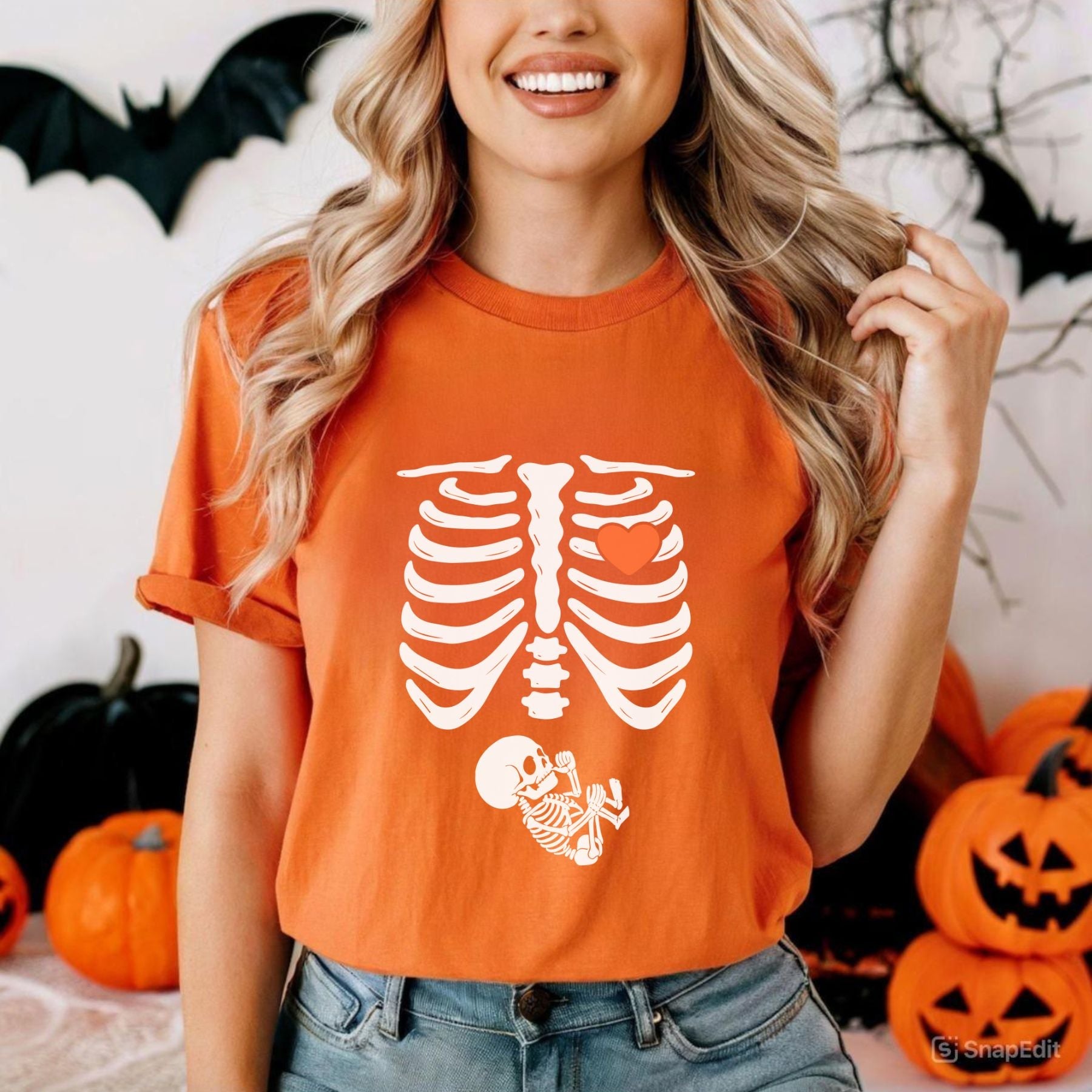 Skeleton Halloween Maternity T-Shirt
