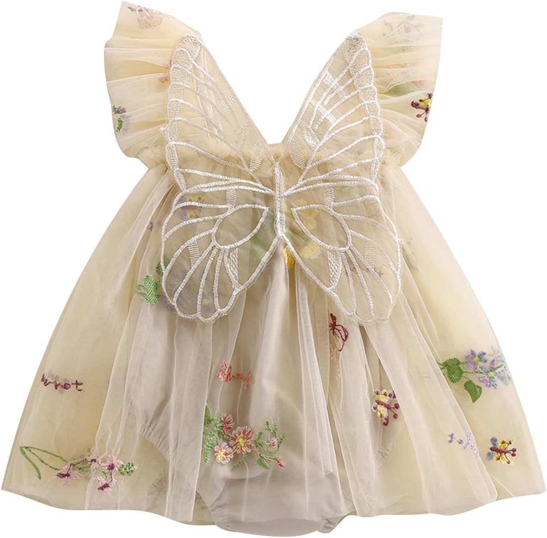 Baby Girl Halloween Costume - Butterfly Wing Mesh Flower