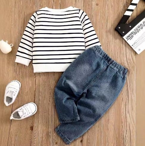 Two-Piece Denim and Sweater Set