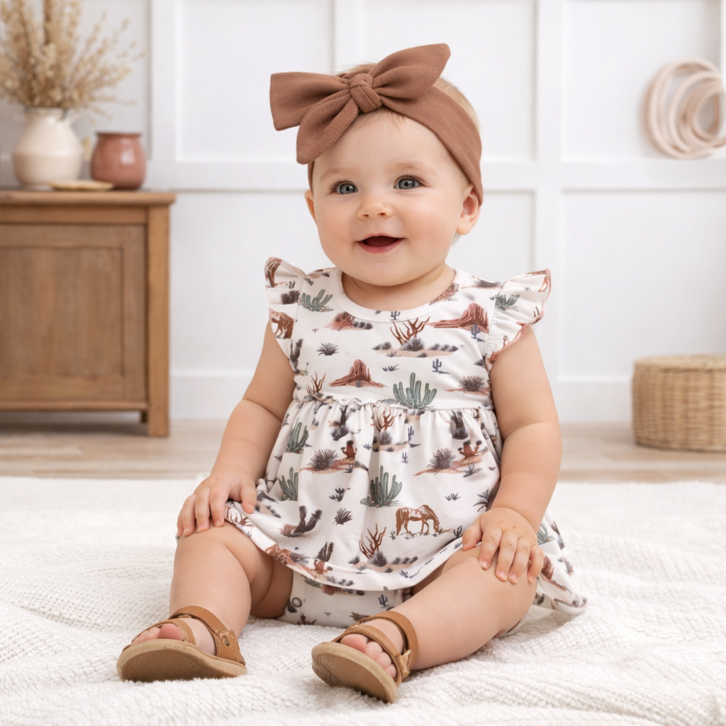 Baby Girl Skirted Bodysuit - Cactus Trails