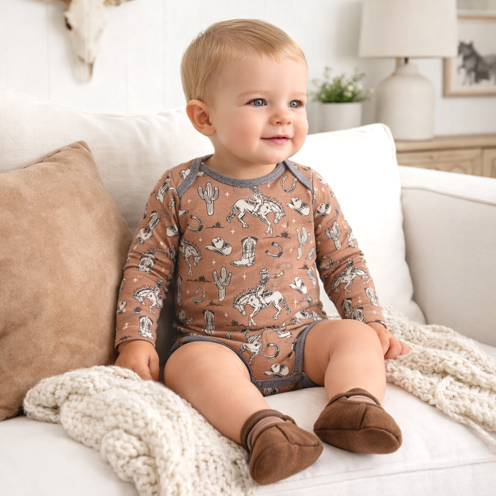 Western Cowboy Bamboo Baby Boy Bodysuit