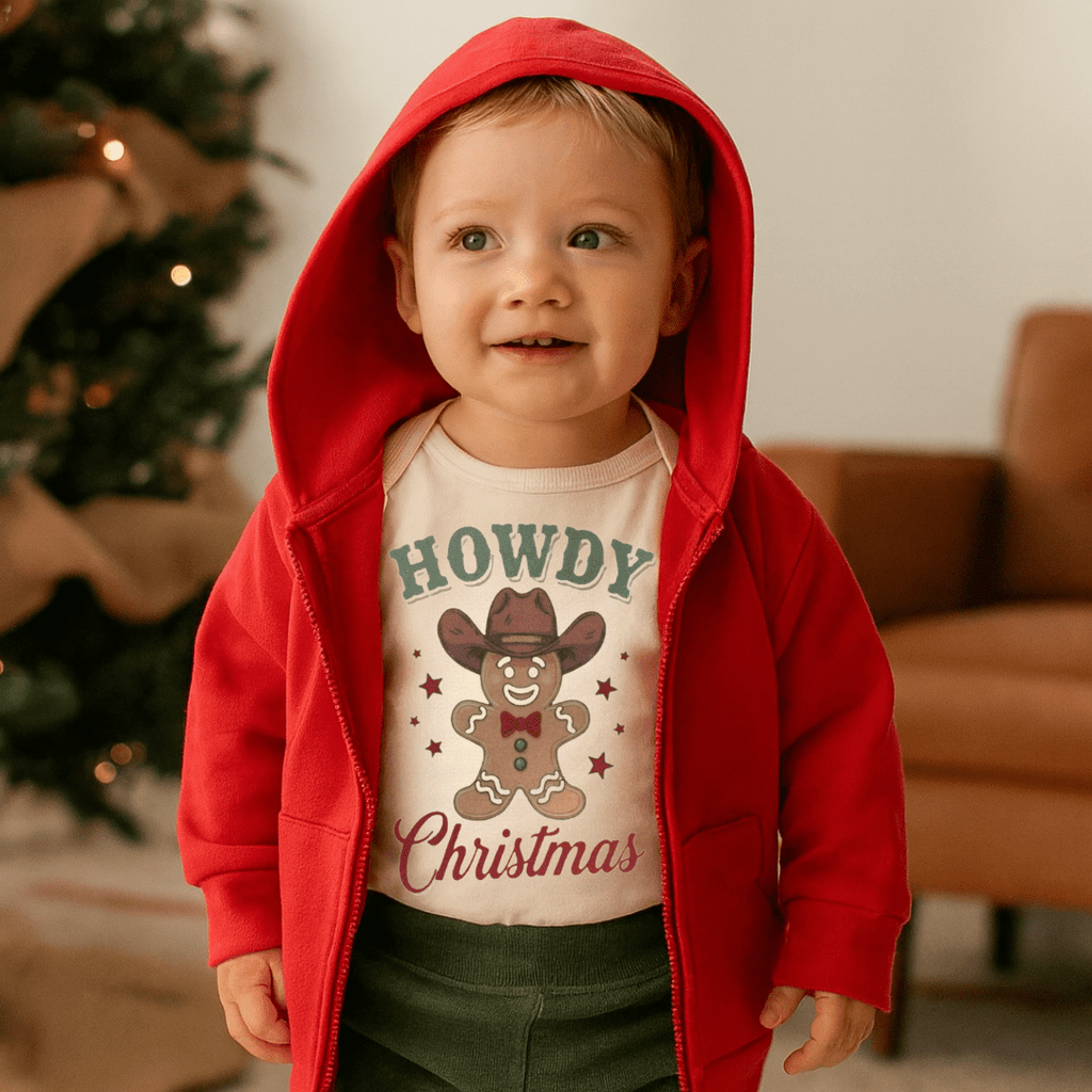 Long Sleeve Graphic Bodysuit | Howdy Gingerbread Christmas