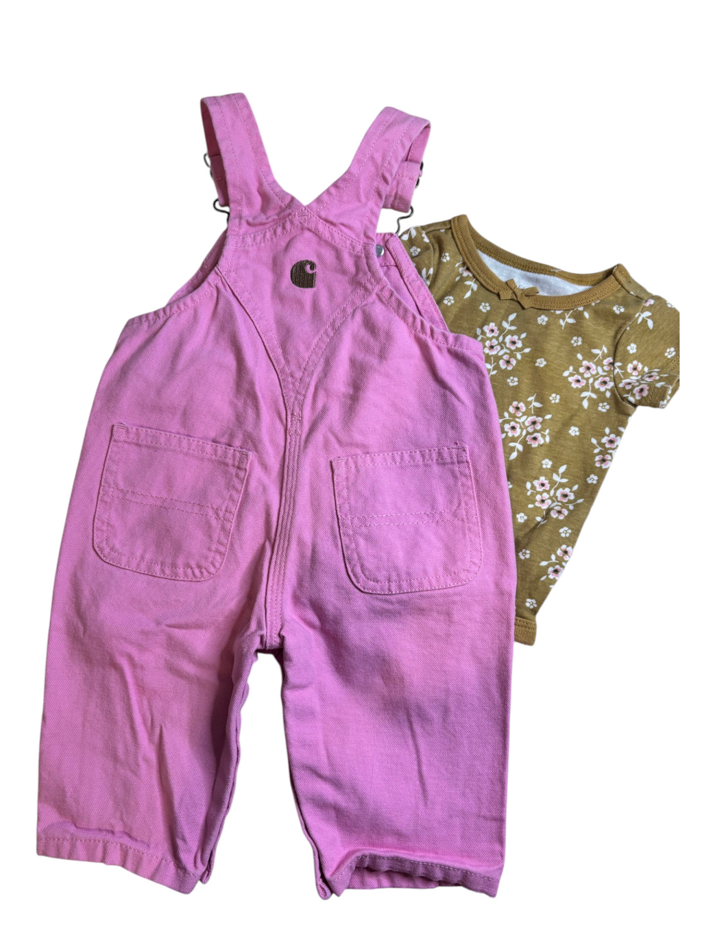 Preloved Carhartt Baby Girl Pink Overalls & Body Suit