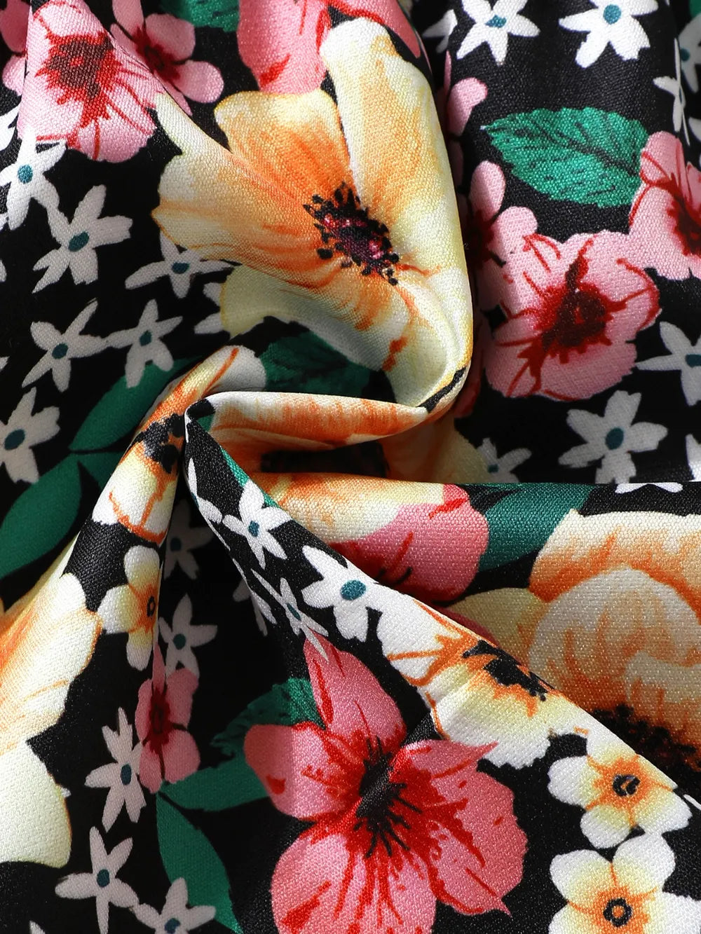 Denim Ruffled Floral Dress with Headband
