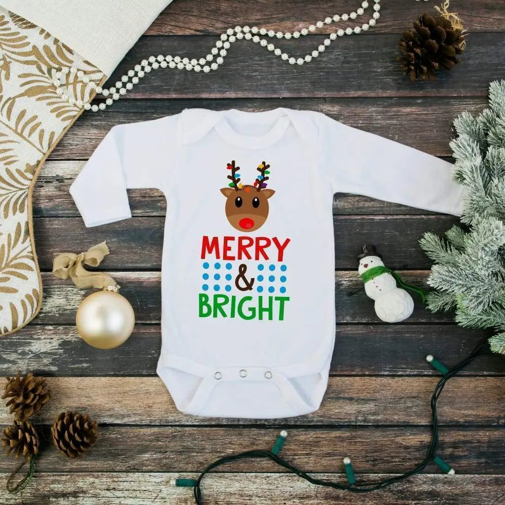 Baby Bodysuit - Christmas Reindeer Merry & Bright