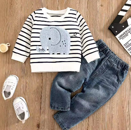 Two-Piece Denim and Sweater Set