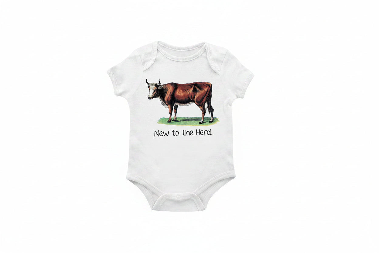 New to the Herd - Vintage Retro Cattle Ranch Onesie