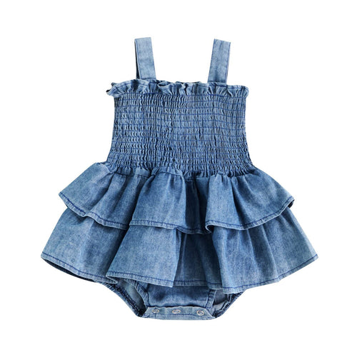 Country Denim Suspender Romper Dress
