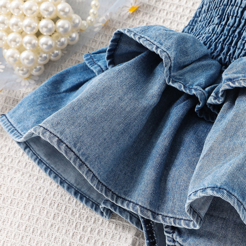 Country Denim Suspender Romper Dress
